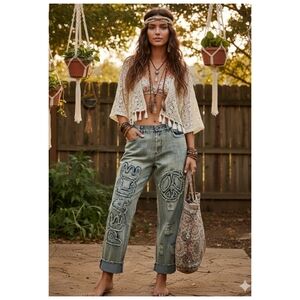 Bohemian Peace Patchwork Jeans